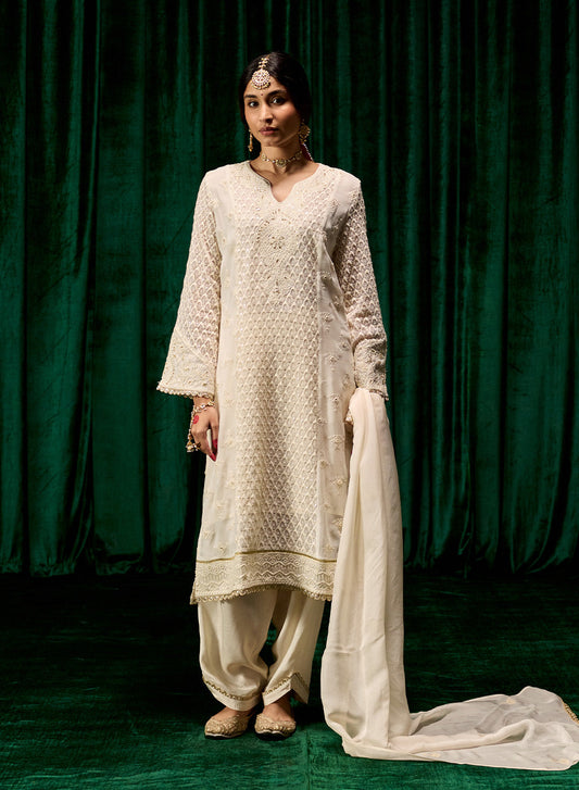 Eshal Spa Embroidered Straight Suit Set with Dupatta