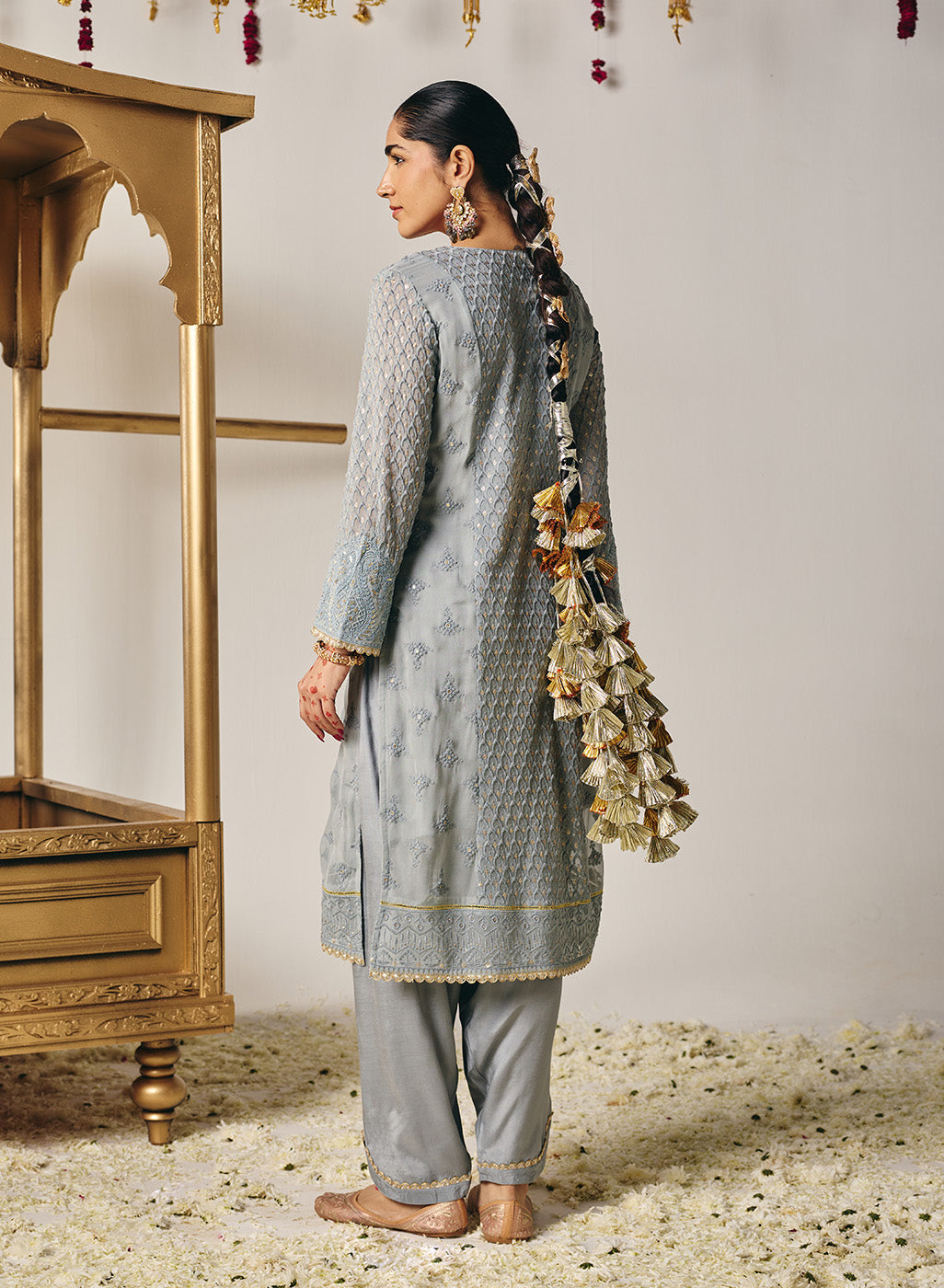Eshal Ivory Embroidered Straight Suit Set with Dupatta